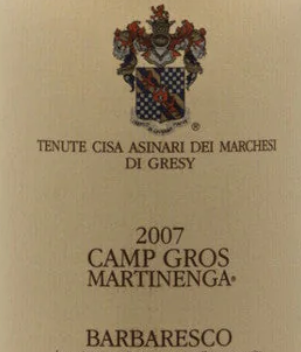 Barbaresco Martinenga Camp Gros Riserva 2019 TENUTE CISA ASINARI DEI MARCHESI DI GRÉSY